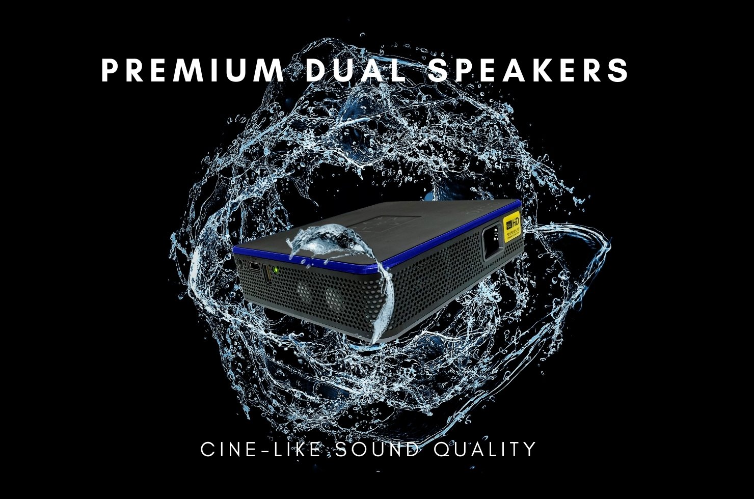 Premium Dual Speakers - M7 surround by water that is exploding out due to the speakers